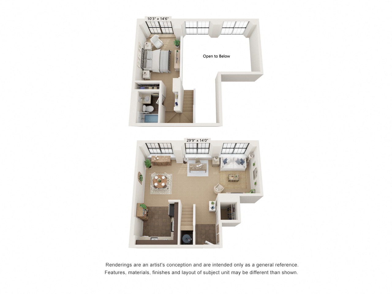 Floor plan for 1 bed, 1 bath, 920 sqft
